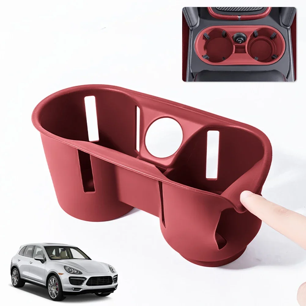 Car Silicone Center Console Organizer Box Cup Holder Wireless Charging Pad Cup Insert Accessories For Porsche Cayenne 2024 2025