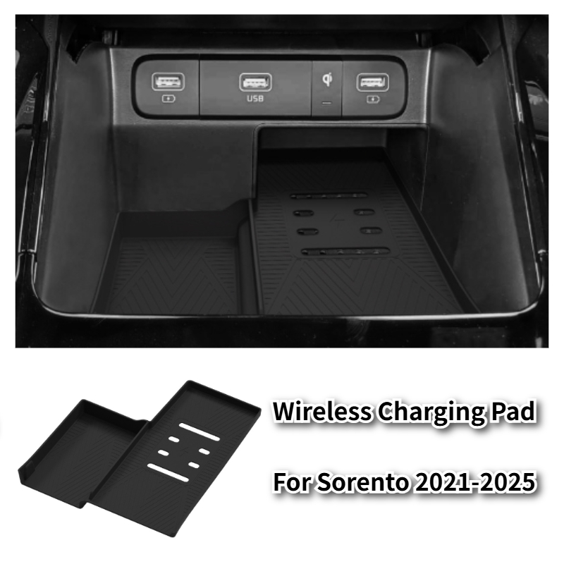 For Kia Sorento 2021-2025 Wireless Charging Pad Car Accessories Non-slip Pad Car Phone Charger Mat Protective Mat Storage Tray