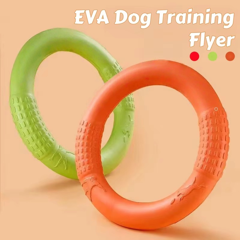 Waterproof Floating EVA Dog Training Flyer โ Interactive Tug Ring & Chew-Resistant Flying Disc, Multi-Functional Fitness Toy