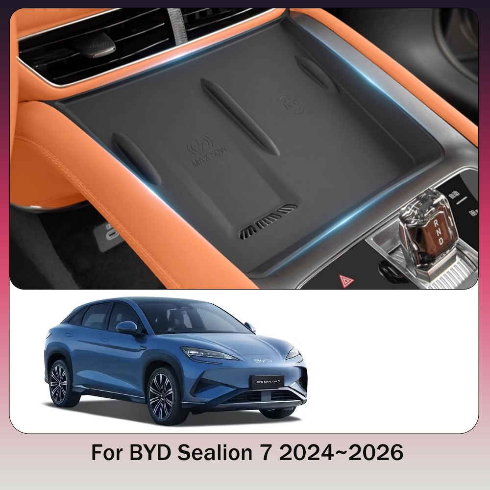 For BYD Sealion 7 07 EV 2024~2026 2025 Car Wireless Phone Charging Silicone Anti-Slip Protector Pad Interior Decorate Accessorie