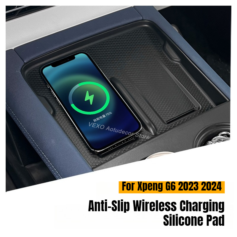 For Xpeng G6 2023 2024 Wireless Charging Pad Anti-Slip Electric Vehicle Center Console Silicone Protective Cover Mat Accessories