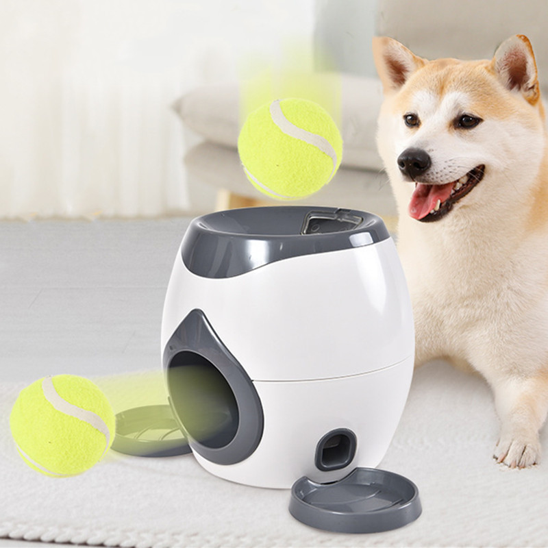 2 in 1 Dog Pet Interactive Toy Tennis Ball Launcher Automatic Throwing Training Reward Machine Fun Feeding Machine Pet Supplies