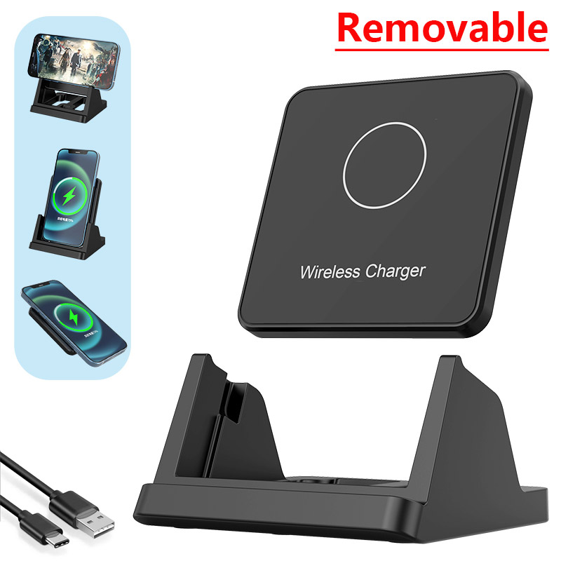Wireless Charger Pad Stand Desktop Ultra-thin Mobile Phone Fast Charging Dock Station For iPhone 15 14 13 12 Samsung Xiaomi