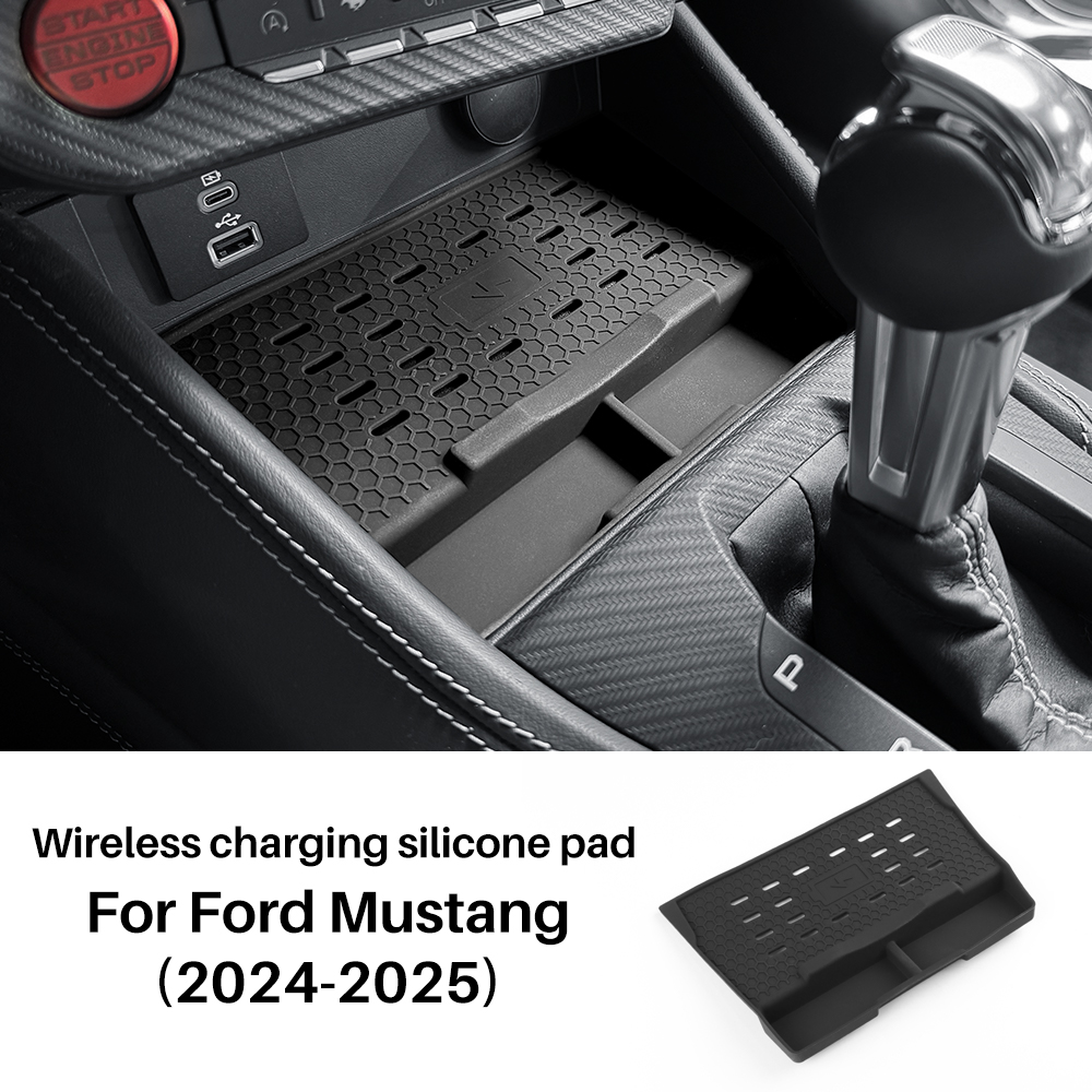 For Ford Mustang S650 GT 2024 Silicone Wireless Charging Pad Non-Slip Protect Mat Dust-Proof Charger LHD RHD Car Accessories