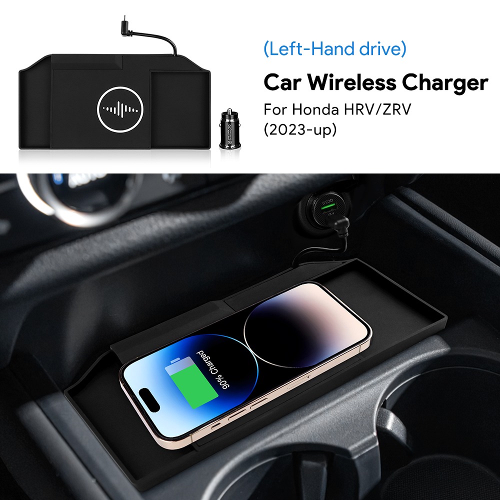 Car Wireless Charger Pad Stable Fast Charging For Honda HRV/ZRV 2023-2025 Center Console Storage Box Auto Decoration Accessories