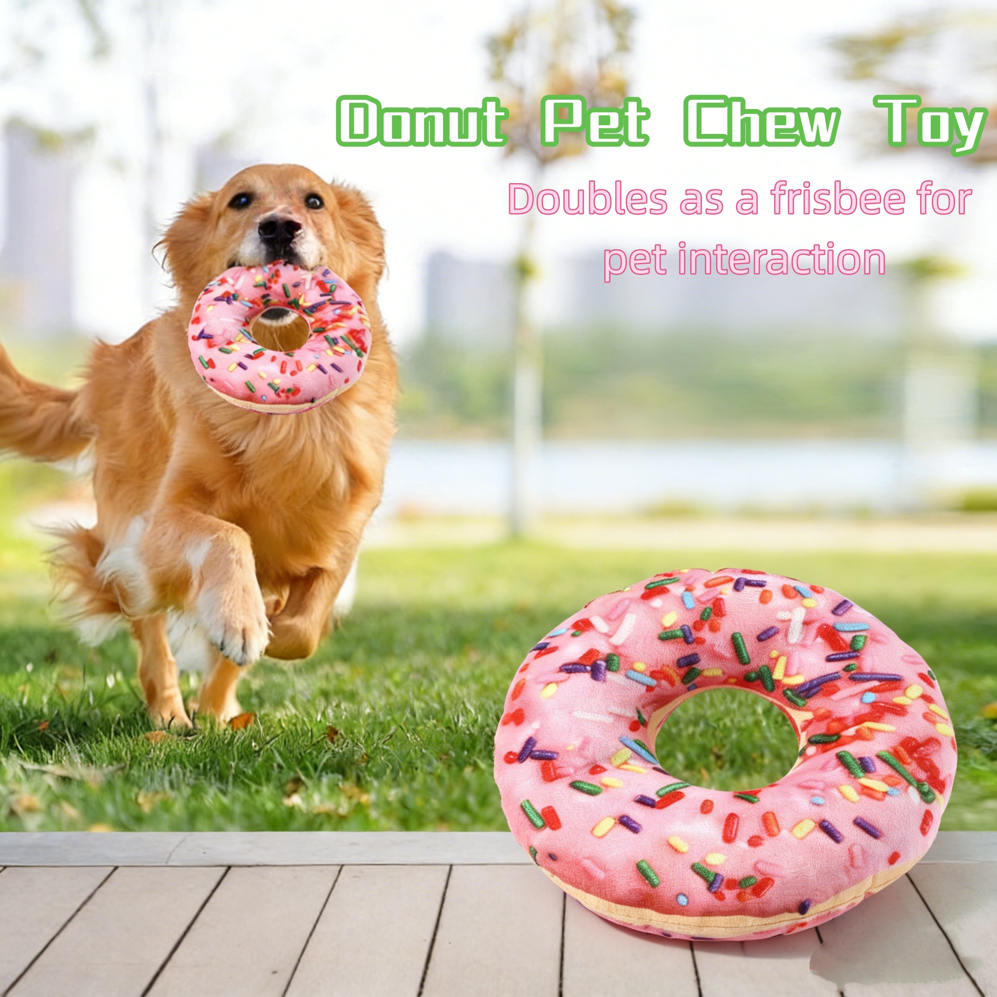 Plush Dog Toy Doughnut Pizza Shape Pet Squeaky Toys for Small Large Dogs Cleaning Teeth Puppy Chew Sound Toy Pet Supplies