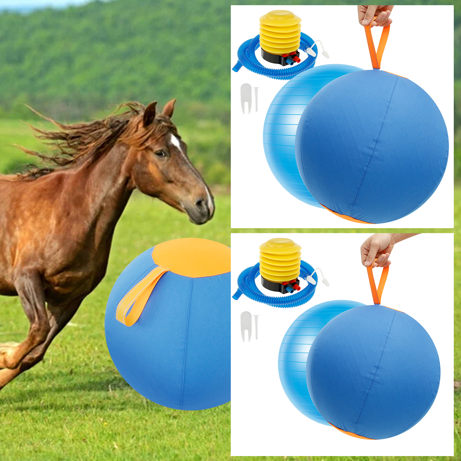 18" Jolly Ball Agility Training with Portable Handle  Equipment Improved Dog Toys for Dogs and Horses Australian/German Shepherd