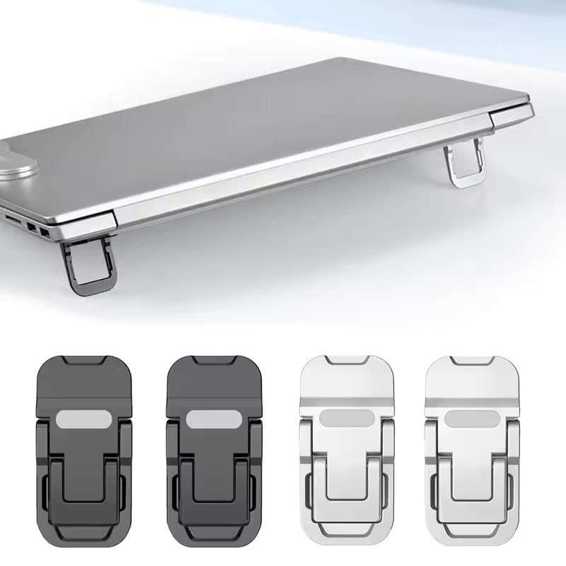 2PCS Mini Foldable Laptop Stand Portable Computer Keyboard Riser with 2 Adjustable Angles Self-Adhesive Invisible Notebook Stand