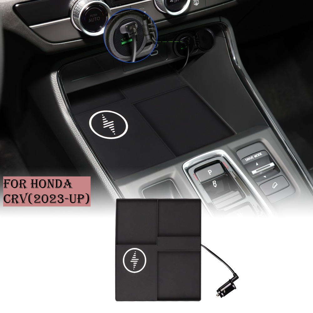 Car Wireless Charger Pad Stable Fast Charging For Honda CRV 2023 24 2025 Center Console Storage Box Cover Decoration Accessories