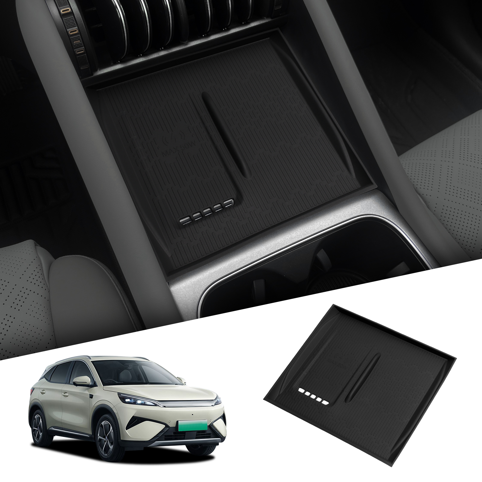 LUCKEASY for BYD Atto 3 Evo 2025 2026 Car Anti Dirt Pad Mobile Wireless Charging Anti-Slip Mats Interior Accessiories