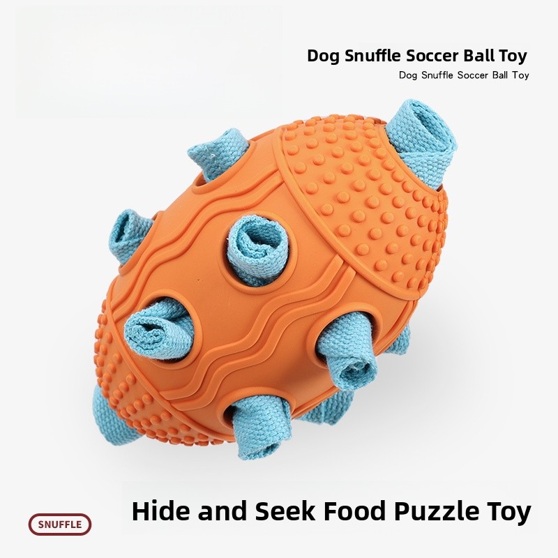  Pet Interactive Rugby Toy Scented Slow Feeding Training Play Ball for Dogs Olive Green  Balls for Pet Playing