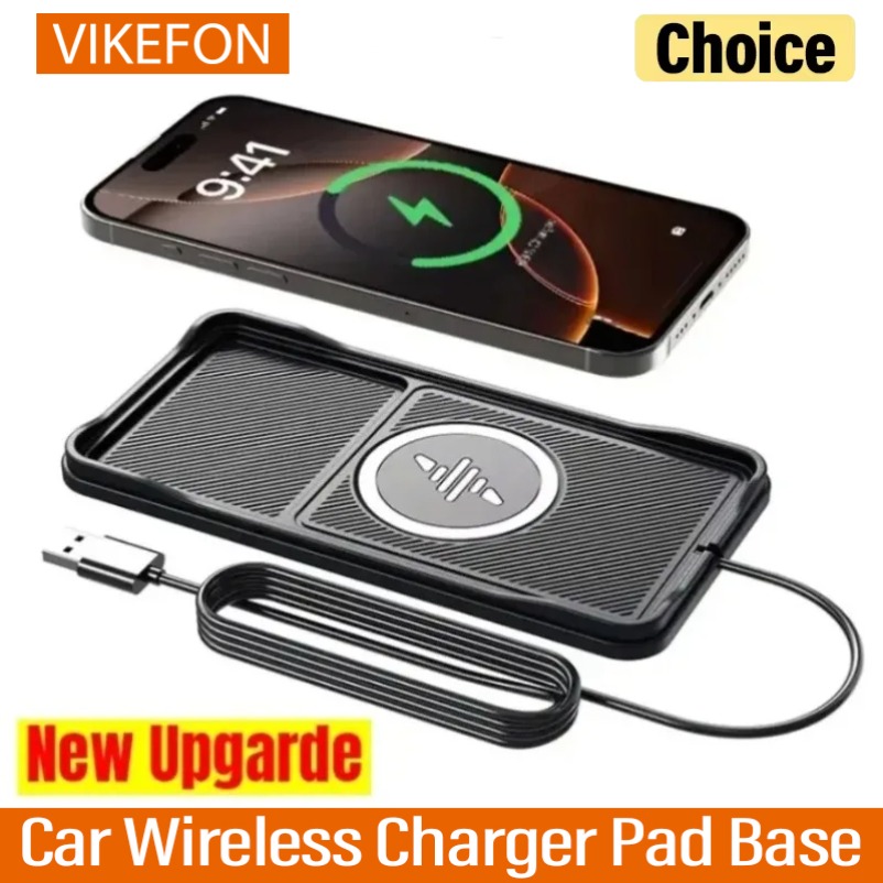 VIKEFON Car Wireless Charger Pad Base Fast Charging Station for iPhone 17 16 15 14 13 12 Pro Max Samsung Xiaomi Airpods Pro 2 LG