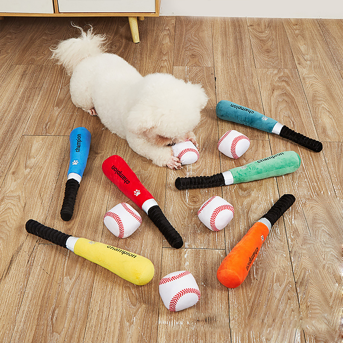 Squeaky Baseball Bat Plush Dog Toy - Durable Pet Sound Toy for Daily Pet Interaction and Fetch Games