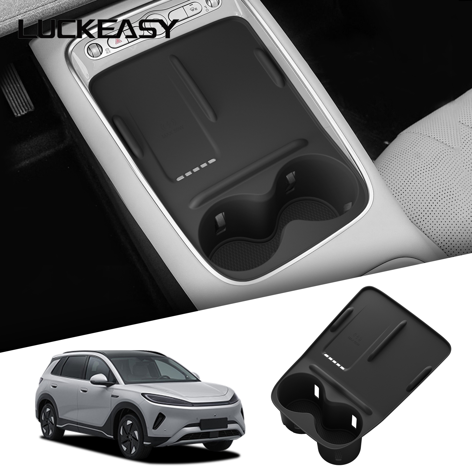 for BYD Sealion 05 EV 2025 Water Cup Holder Storage Tray Organizer With Non-slip Mat Central Console Protective Pad Accessories