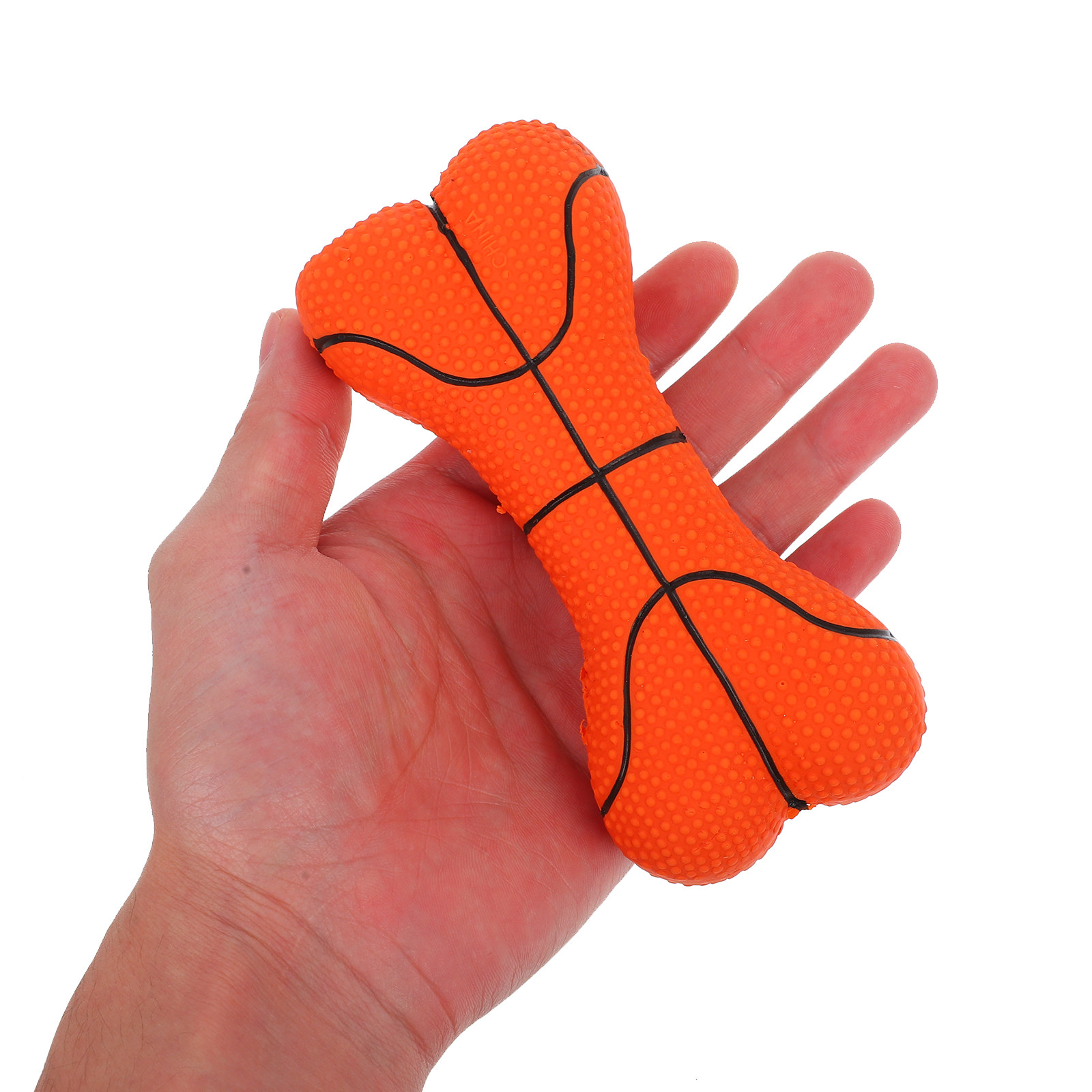 Latex Dog Chew Bones Basketball Shape Small Puppy Squeaky Interactive Teeth Cleaning Play Accessory Sports Themed Dog Toys