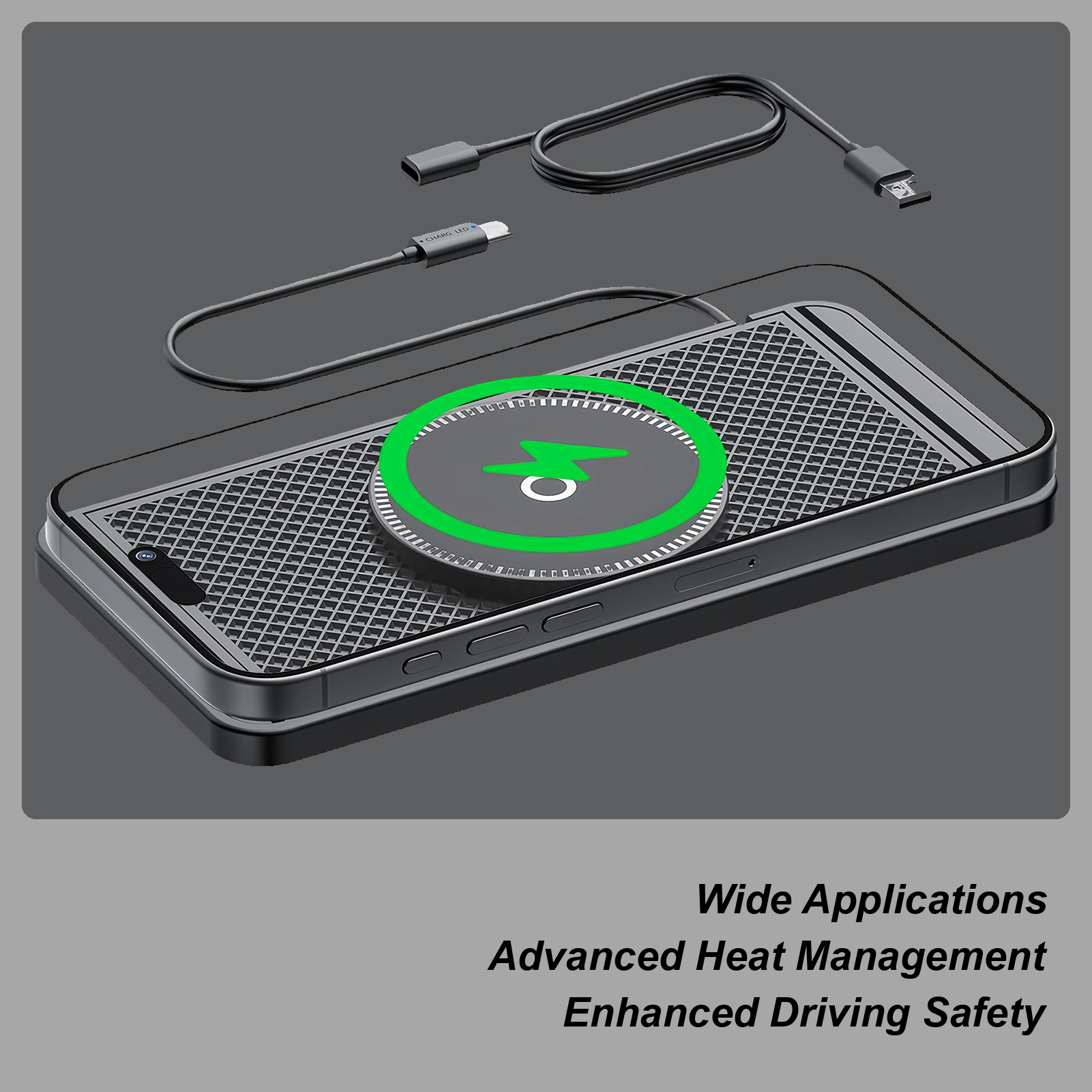 Wireless Charging Pad for Car Magnetic Phone Charging Device Auto Cellphone Charger Mat for Trucks Sedans Drivers Daily