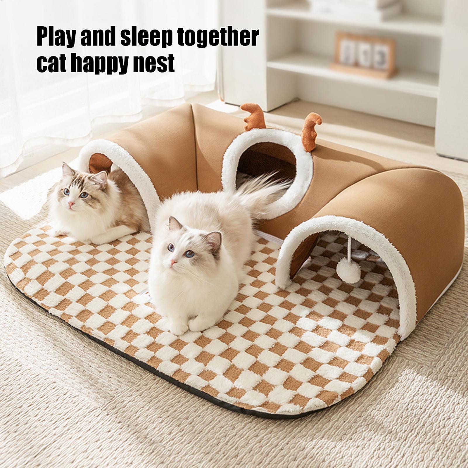 Cat Bed Tunnel Cat Play Tunnel Warm Shelter Tent House Toys for Dog Pet Animal Indoor Outdoor Wall-Corner Games Outside