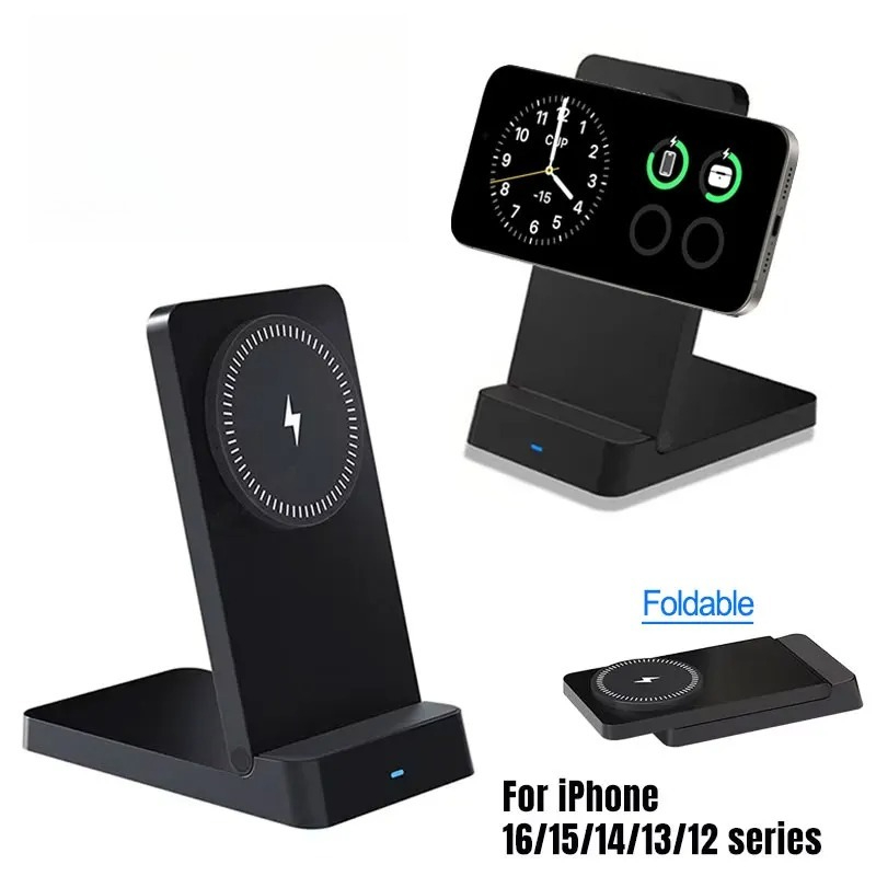 Foldable Magnetic Wireless Charger Stand Pad For Magsafe iPhone 17 16 15 14 13 12 Pro Max Samsung Phone Fast Charging Station