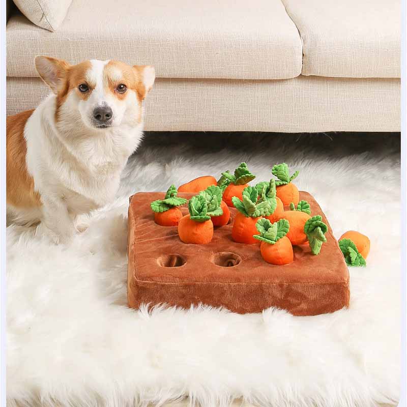 Hot Dog Snuffle Mat Plush Carrot Toys Pet Vegetable Chew Toy Hide Food Pull Radish Improve Eating Habits Puppy Interactive Toys