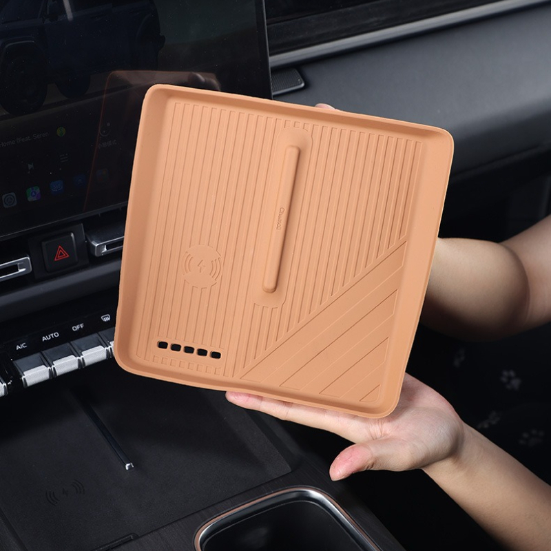 Car Center Console Wireless Charging Silicone Mat for Chery ICAR V27 Anti-Slip Holder Pad Interior Modified Vehicle Accessories