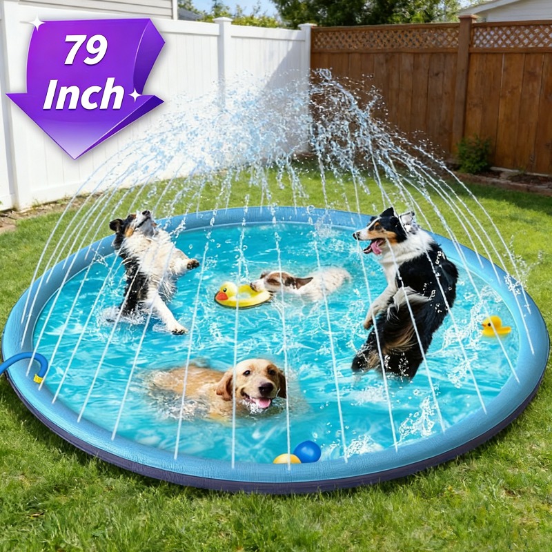 Heavy Duty Inflatable Dog Pool Splash Mat Outdoor Water Play for Pets Garden Yard Camping Interactive Summer Fountain Toy