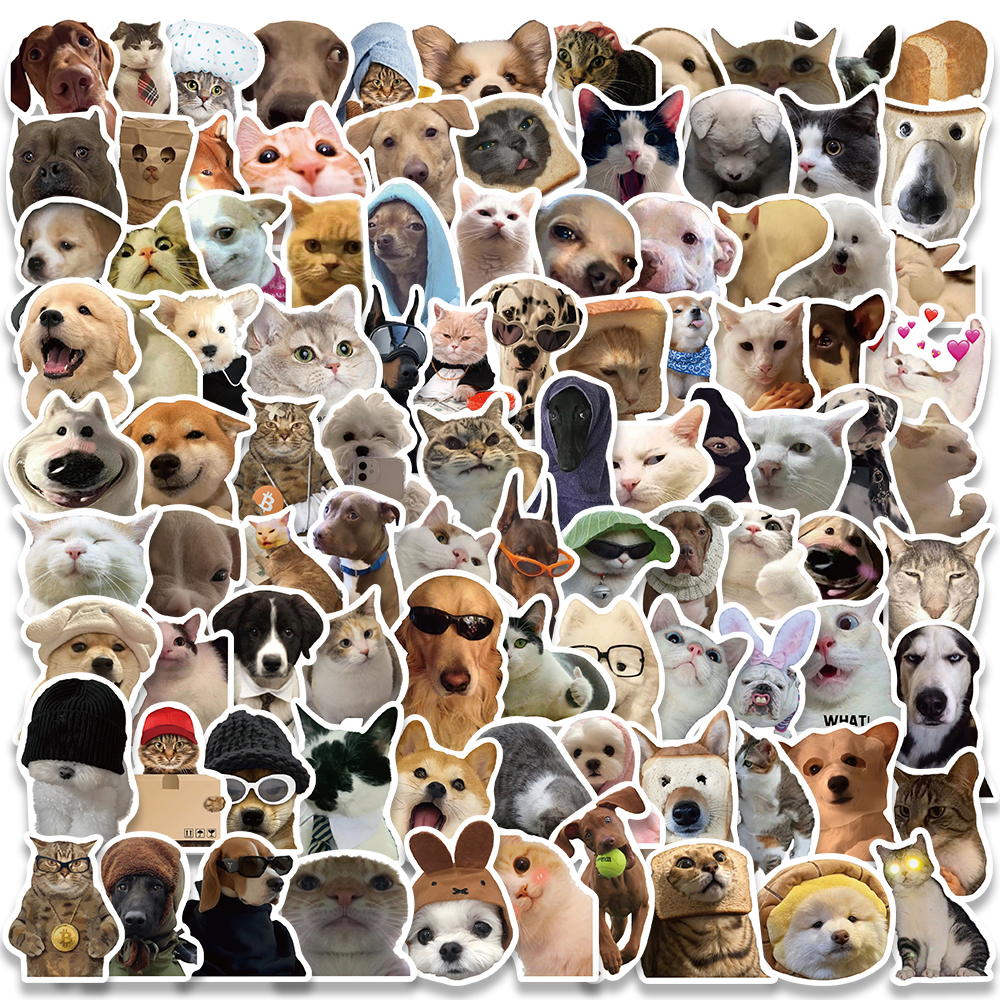 10/30/50/100pcs Cute Dog Cat MEME Funny Animals Stickers Kawaii Cartoon Decals Skateboard Notebook Luggage Phone Car Sticker Toy
