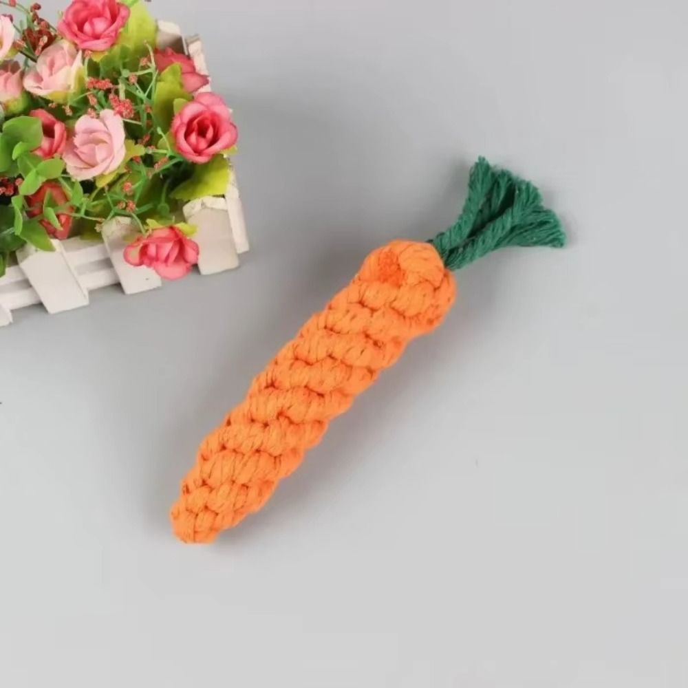 2025 Cartoon Carrot Dog Bite Rope Durable Funny Chew Toys Braided Handmade Pet Dog Toys Training Supplies