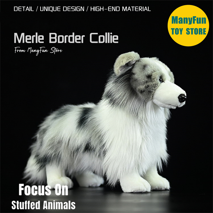 Merle Border Collie Plush Toy High Fidelity Merle Collie Plushie Sheep Dog Peluche Lifelike Stuffed Animals Simulation Doll Kids