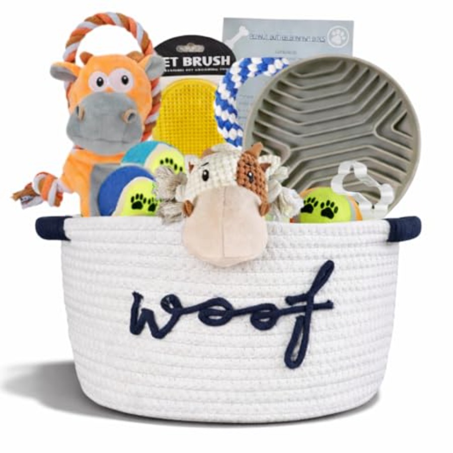 New Puppy Gift Basket - Premium Puppy Starter Kit and Dog Gift Basket with Dog Toys - Perfect Doggie Birthday Gifts and Puppy N