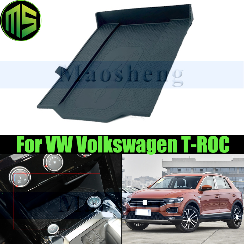 Maosheng Dashboard Storage Box Wireless Charging Rubber Mat For Volkswagen VW T-ROC Wireless Charger Rubber Pad 2GA863328C