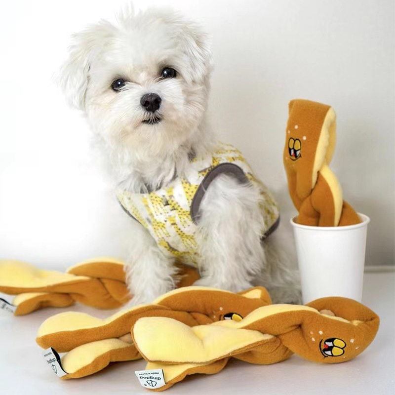 Pet Puppy Kitten Training Toy Long Bread Baguette Treat Scented Scent Ball With Sound For Small Medium-sized Dogs Soft Plush Toy