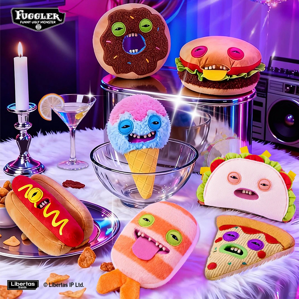 Fuggler Original FUGGALICIOUS Food Blind Box Plush Toys Taco Hot Dog Doughnut Hamburger Ugly Monster Stuffed Peluche Doll Gifts