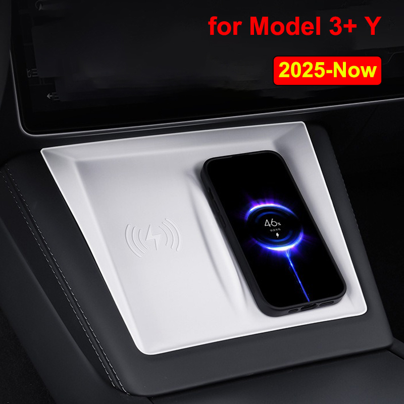 For Tesla Model 3 Y Juniper Highland 2025 2026 Wireless Charging Silicone Pad Center Control Storage Box Bottom Non-slip Mat