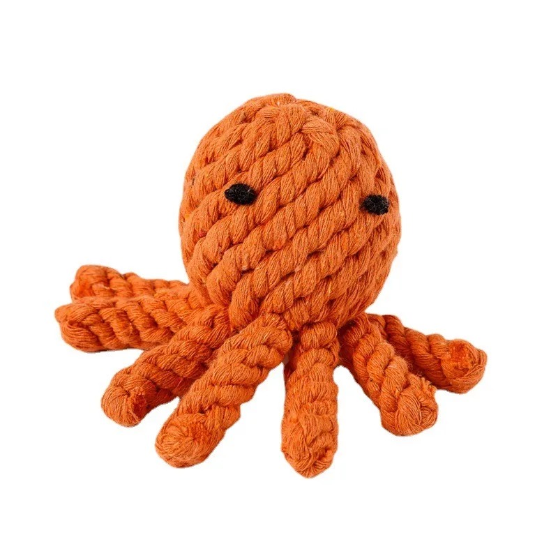 13cm Octopus Dog Chew Toy, Handmade Cotton Rope Bite Resistant Molar Cleaning Toy for Small Large Dogs