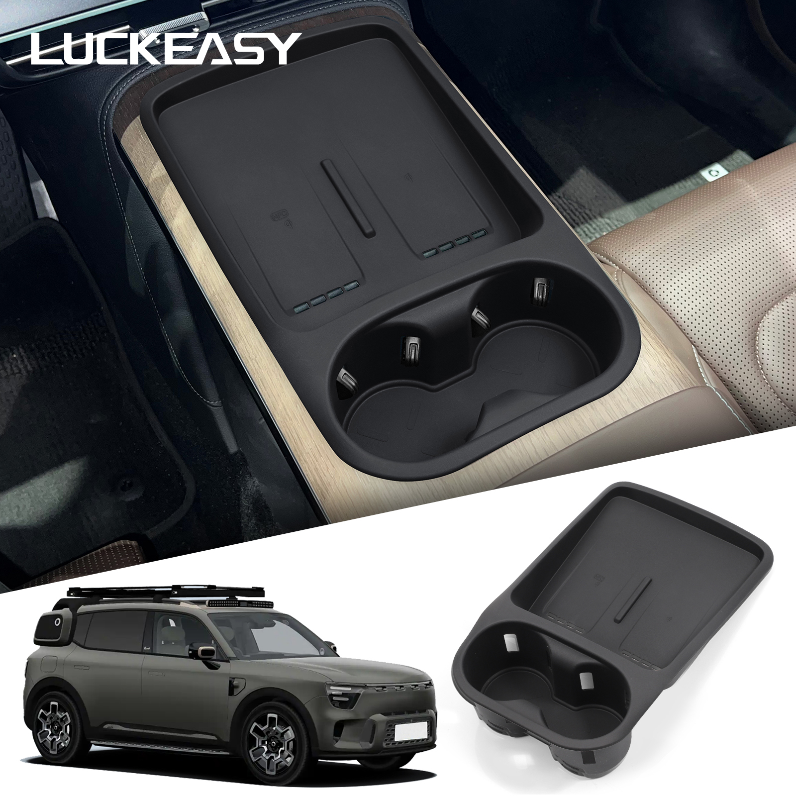 for Smart #5 2024-2025 Wireless Charging Pad Non-slip Mat Car Interior Accessories With Water Cup Holder Storage Tray Organizer