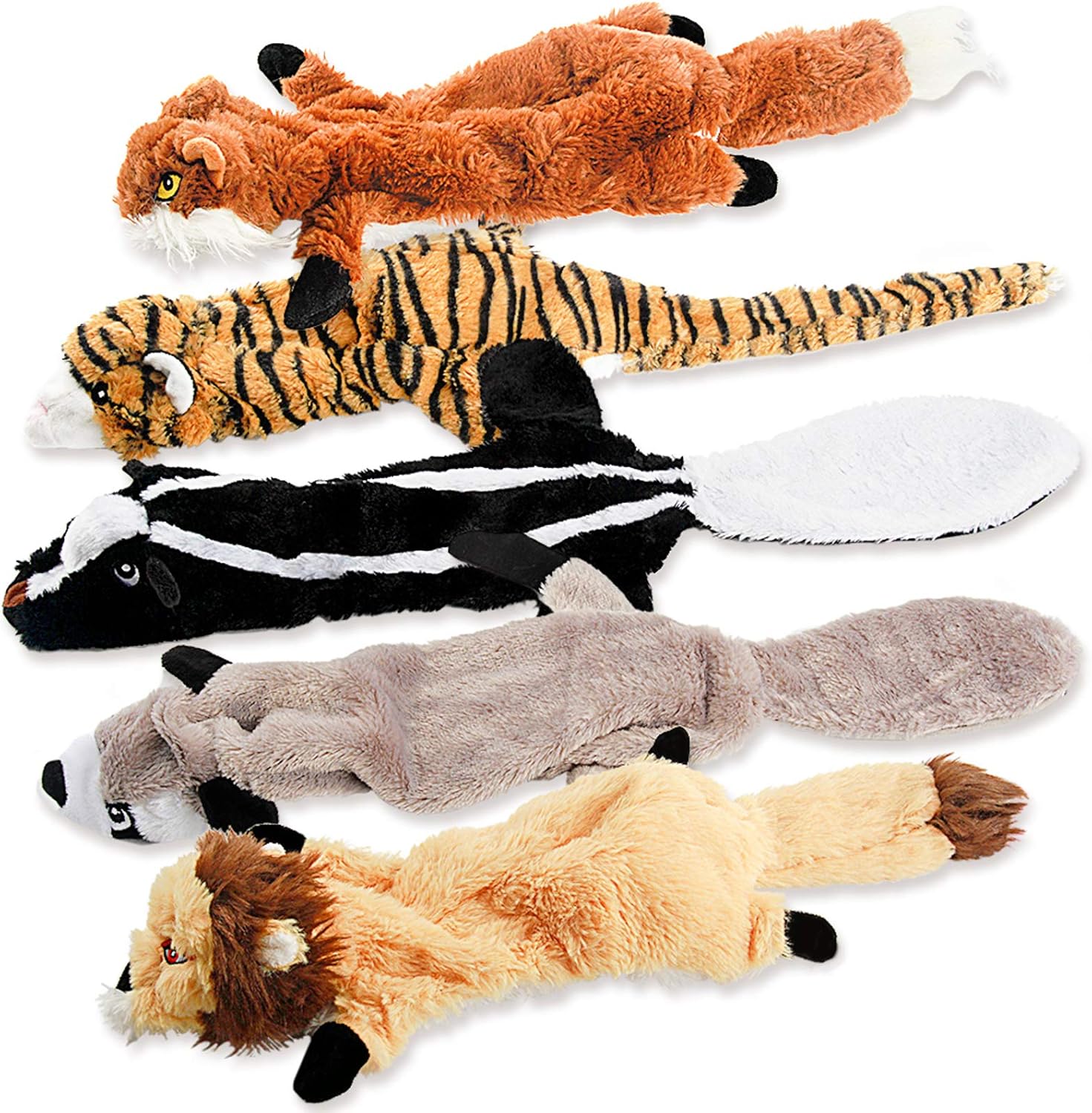 Squeaky Dog Toys, No Stuffing Plush Chew Toy Bundle for Small, Medium, Large Breeds, Durable Fetch & Teething Interactive Pets