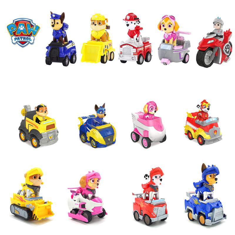 PAW Patrol  Great Achievement Rescue Team Power Dog Cartoon Assembly Handmade Power Car Pendant Toy Children's Birthday Gift