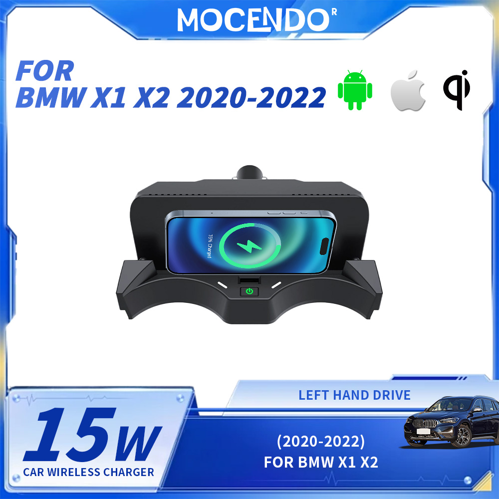 15W Qi Fast Wireless Charger & Phone Holder For BMW X1 X2 F48 F39 2020-2022, Auto Clamping Car Dashboard Charging Pad, Interior