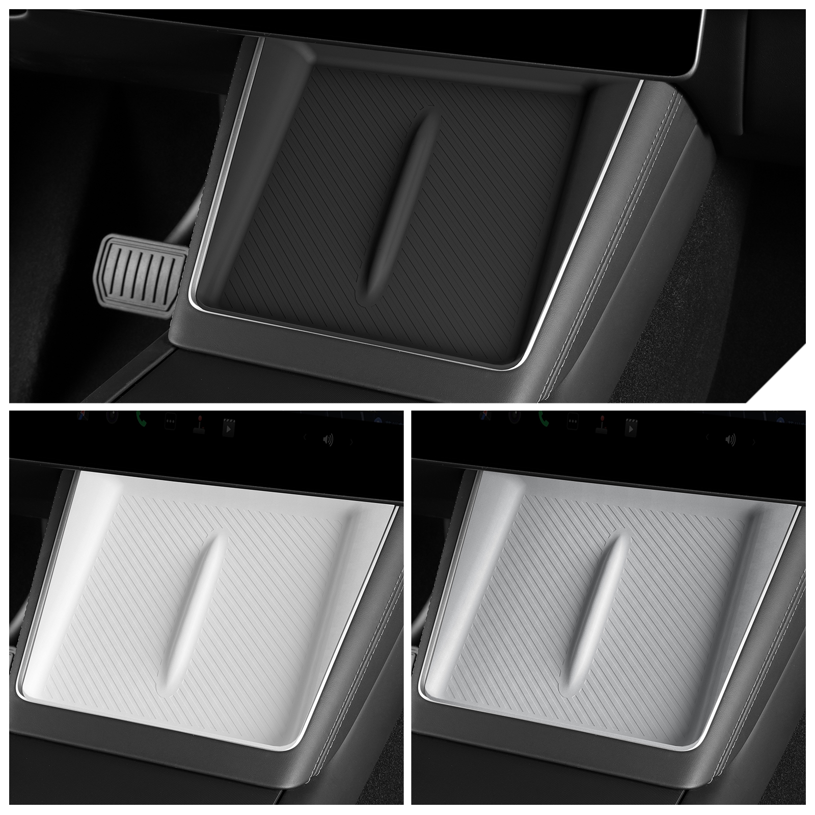 LUCKEASY for Tesla Model Y Launch 2025 Juniper Car Anti Dirt Pad Mobile Wireless Charging Anti-Slip Mats Silicone Accessiories