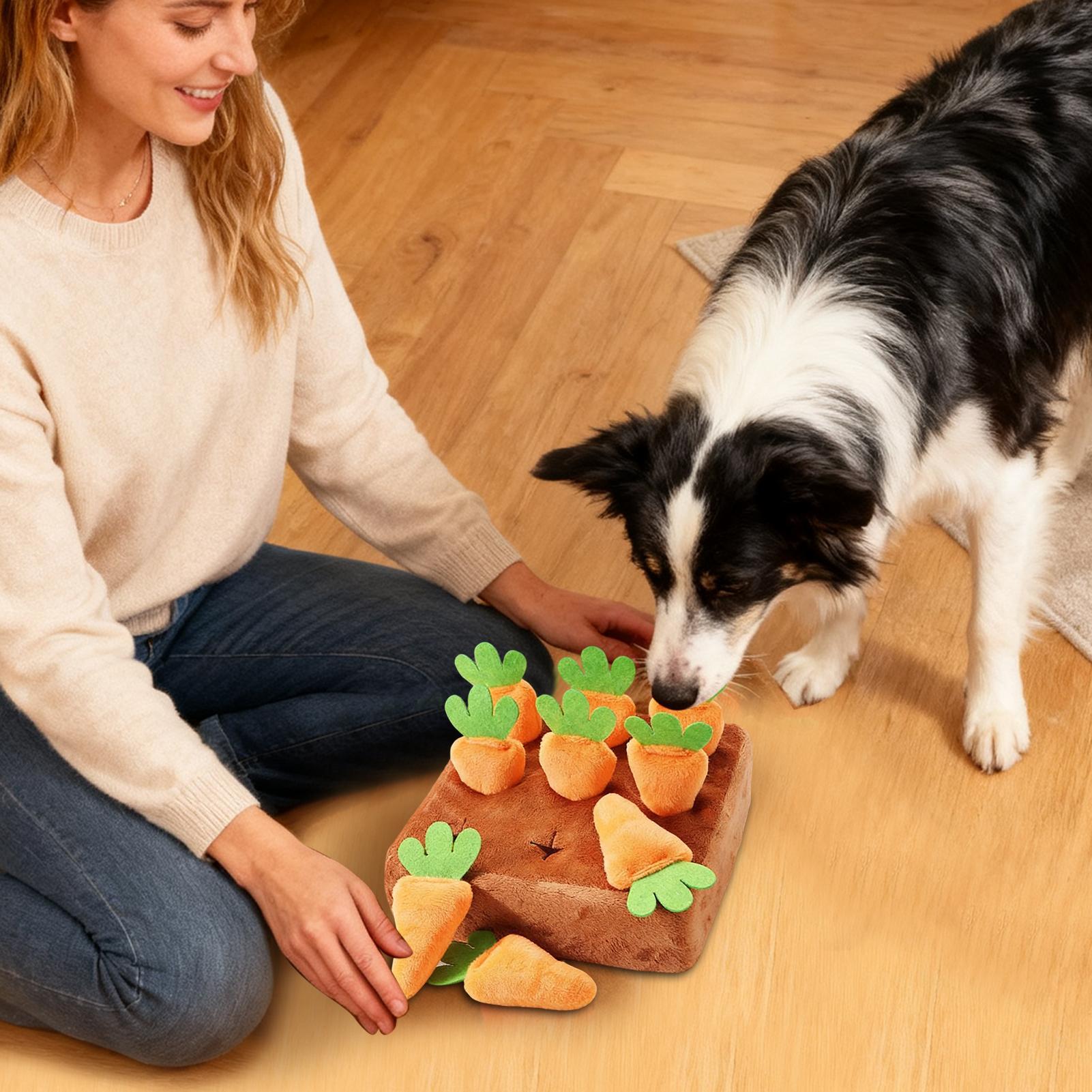 Snuffle Mat for Dogs Interactive Toy with Carrots Foraging Mat for Mental Exercise Boredom Reduction Crate Training Alone Time