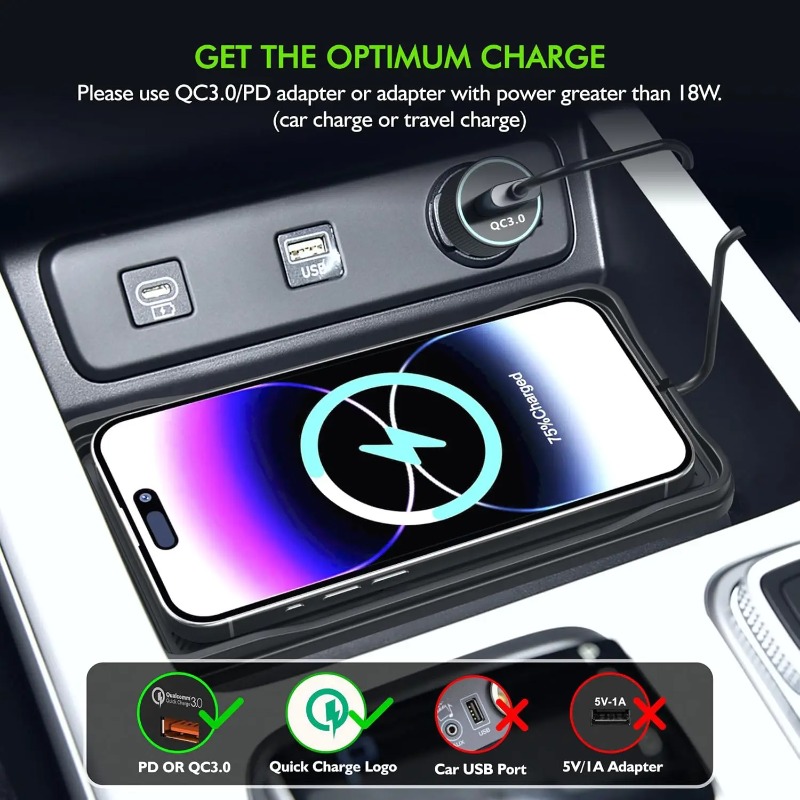 Car Wireless Charging Pad Fast Charger Non-Slip Mat For iPhone 17 16 15 Samsung S26 Car Dashboard Navigation Driving Accessory