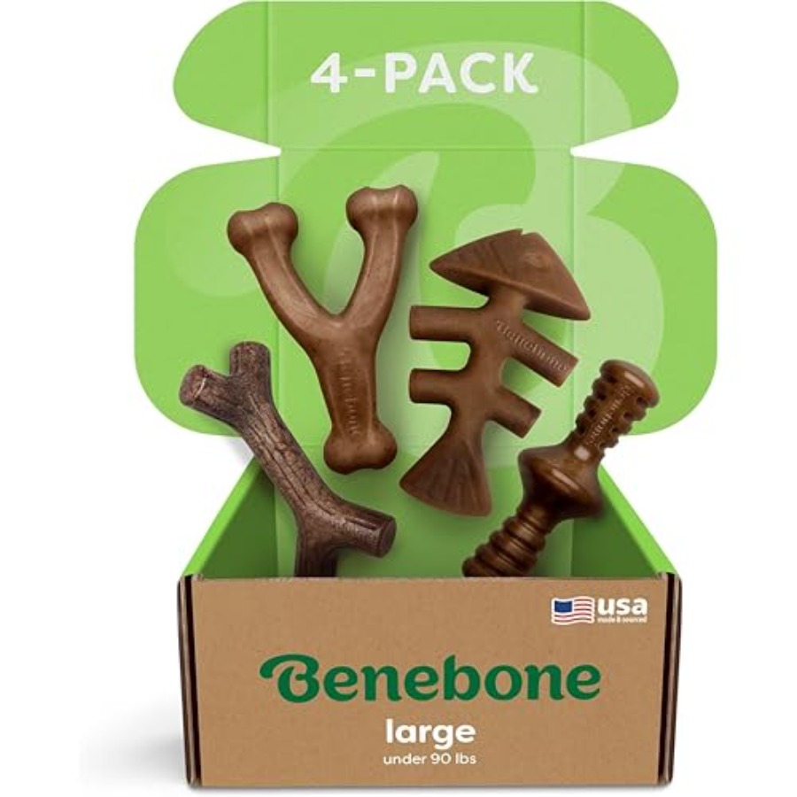Large 4-Pack Dog Toys for Aggressive Chewers Durable Dog Bones Made in USA Dog Toys for Large Dogs Under 90 lbs