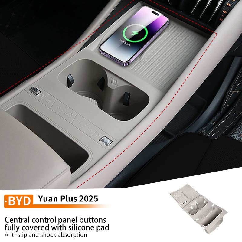 Car Central Control Full Silicone Pad Wireless charging Water Cup Waterproof Wear resistant Protector Mat For Byd Yuan Plus 2025