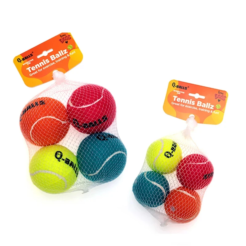 Dog Toy Set Thick Walled Natural Rubber Squeak Chew Balls for Dogs Tennis Interactive Bouncy Balls for Training 4-pack