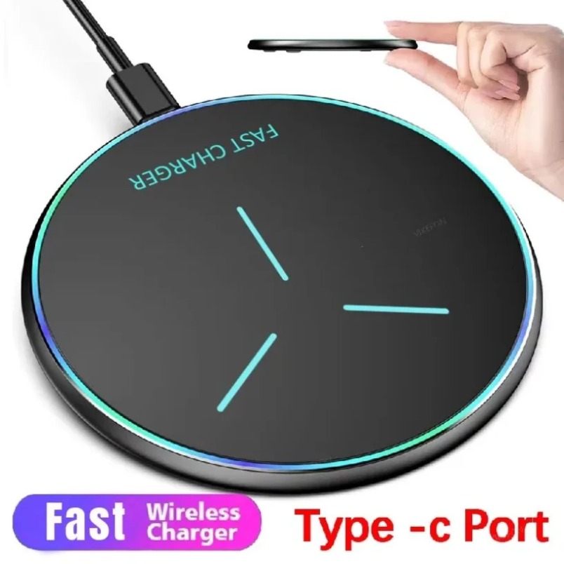 Portable 15W Phone Wireless Charger Pad With LED Light For iPhone 16 15 14 13 12 Pro Max Samsung S25 Xiaomi Phone Fast Charging