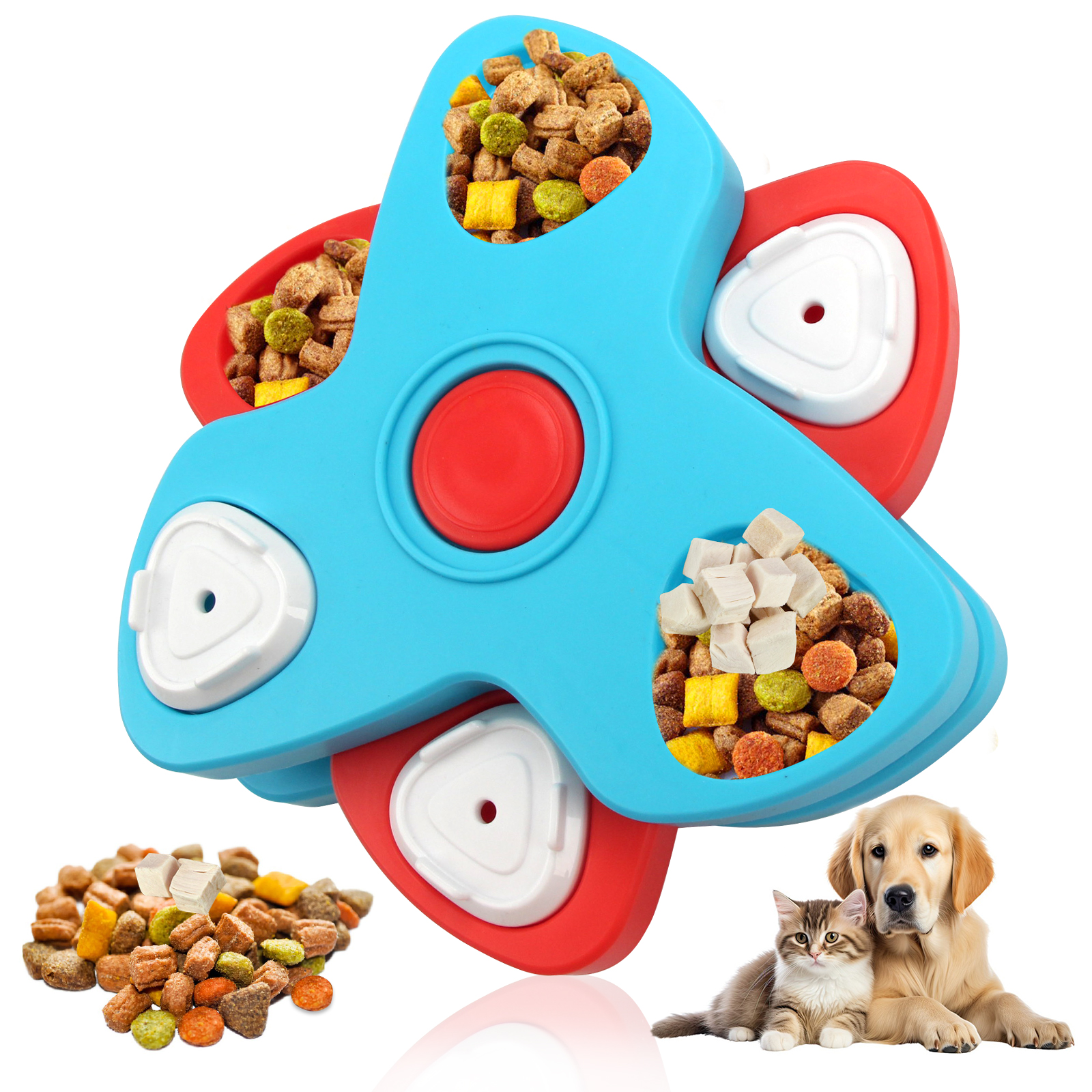 2 Spinning Layers Dog Puzzle Toy Slow Feeder for IQ Training Mental Enrichment Interactive Increase Dogs Food Puzzle Feeder Toys