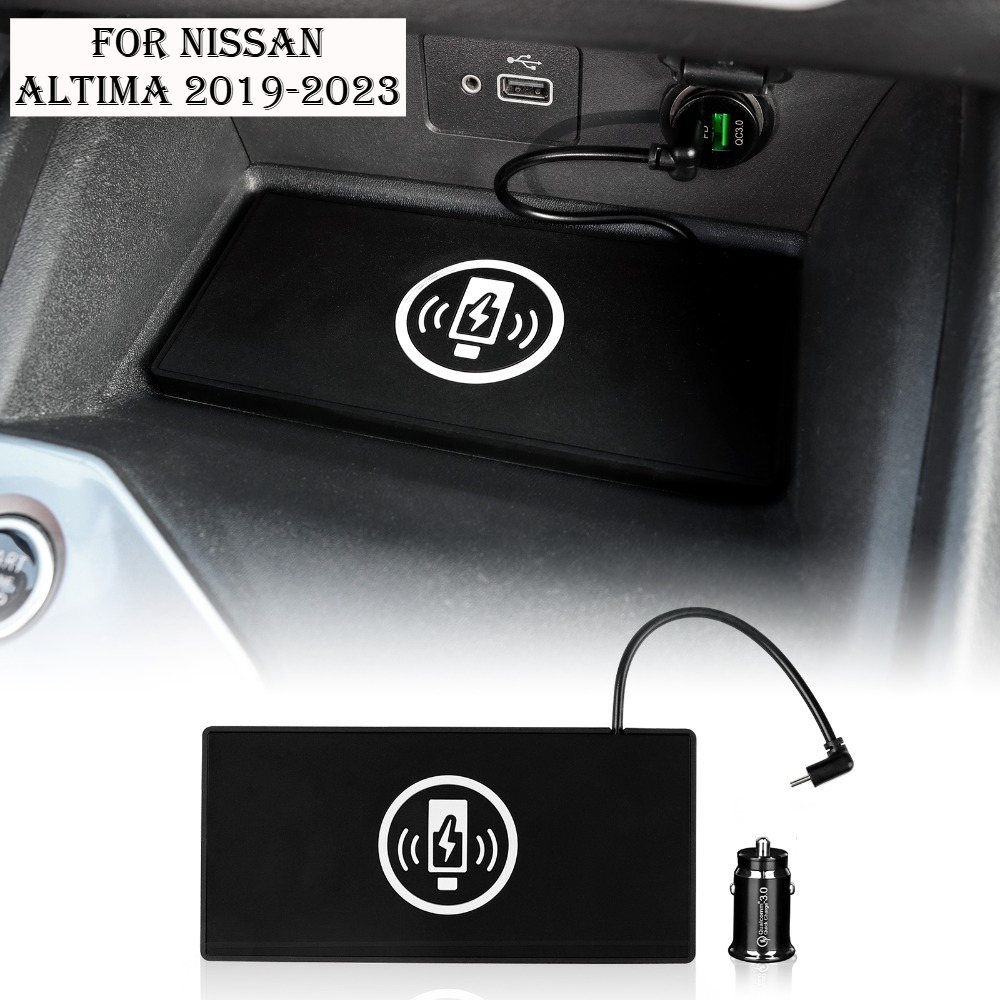 Car Wireless Charger Pad Stable Fast Charging For Nissan Altima 2019-2023 Auto Center Console Storage Box Decoration Accessories