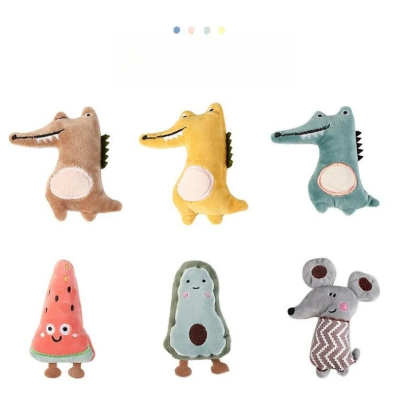 Cartoon Avocado Watermelon Shaped Cute Anti Bite Plush Toy Pet Chewy Cat and Dog Pet Toy Interactive Puppy Accessories