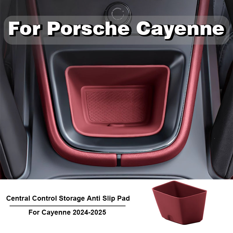 For Porsche Cayenne 2024 2025 Car Silicone Center Console Organizer Box Cup Holder Wireless Charging Pad Cup Insert Accessories