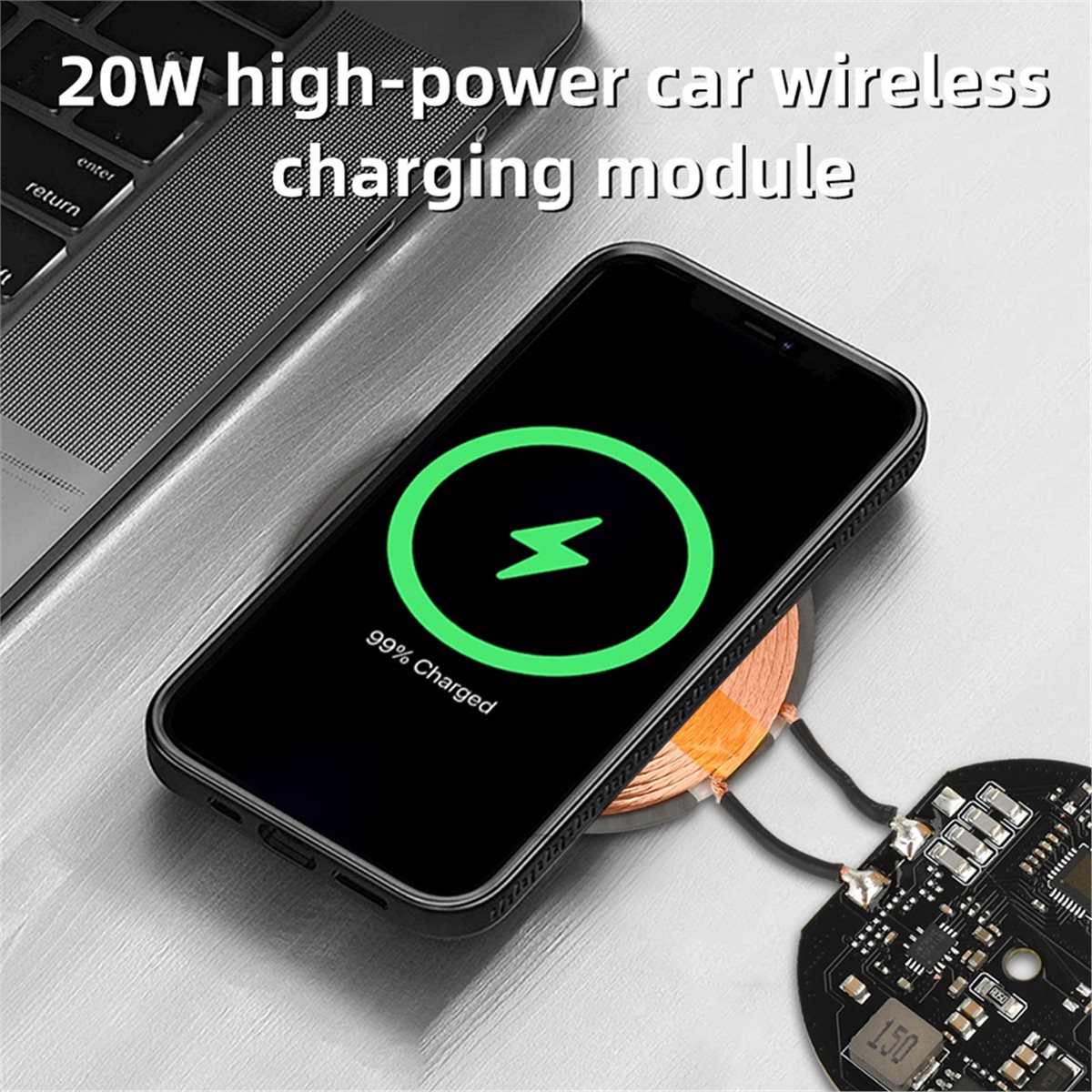 (BAAY) 20W Wireless Charger Transmitter Module 12V 24V Type C Fast Charging Circuit Board Coil DIY Wireless Charging Pad Power